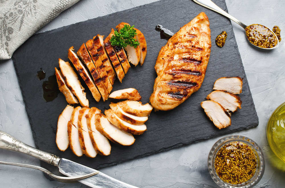 Sliced grilled fajita chicken strips.